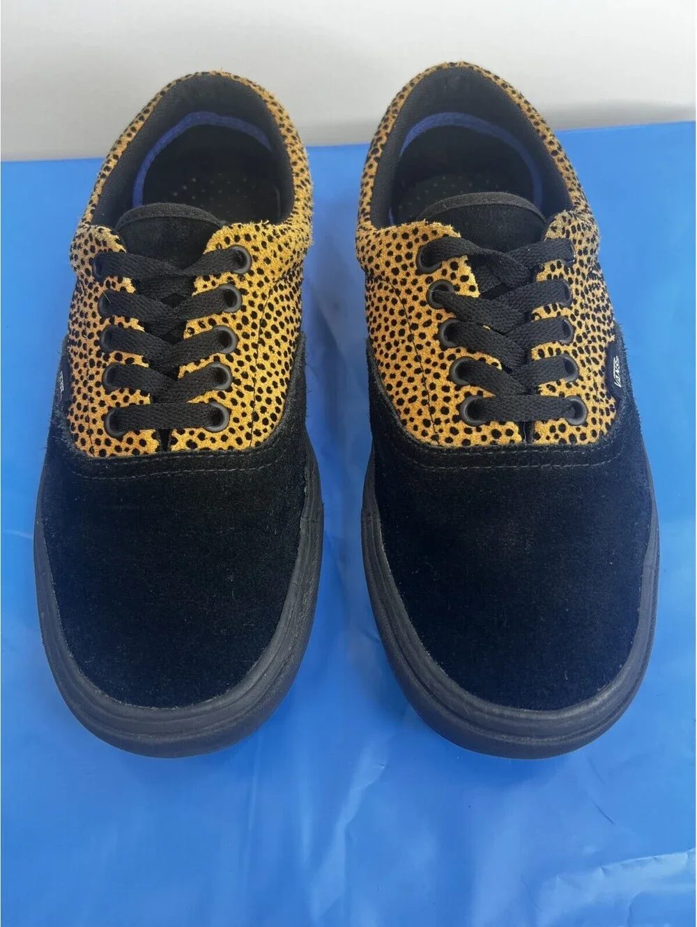 Vans ComfyCush Era Animal Print Black Gold Suede Shoes Men 7.5 Women 9